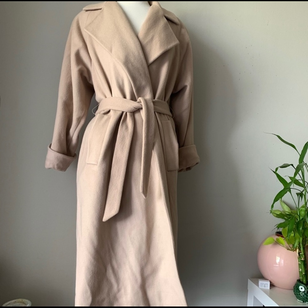 Vintage Dior wool belted camel coat